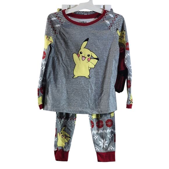 Pokémon Pikachu Three Piece Pajama Set w Socks, Youth Size M (8), Gray, NWT - Picture 1 of 10